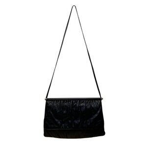 Vintage Mardane Women’s Blue Leather Ruched Flap Closure Shoulder Bag Size M